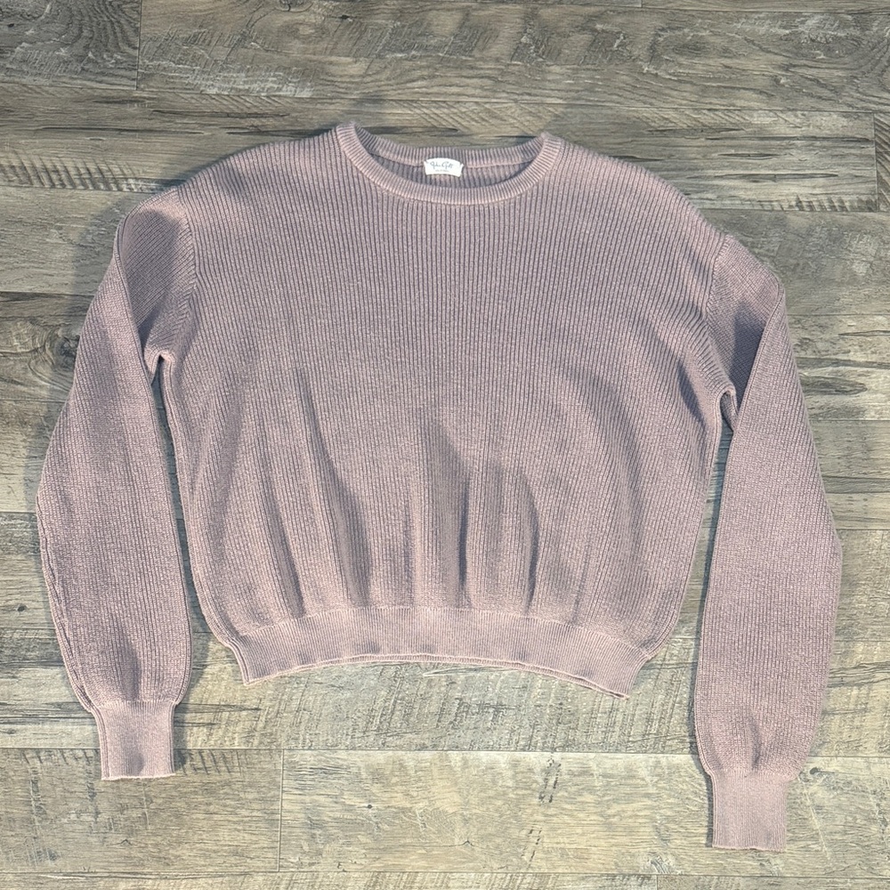 Brandy Melville’s John Galt 100% Cotton Mauve Ribbed Crewneck Sweater - One Size